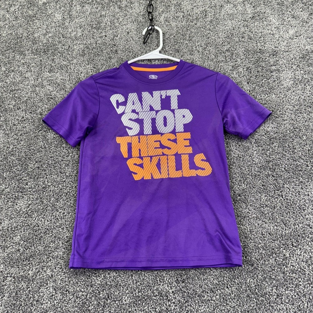 Athletic Works Shirt Kids L 10-12 Purple Can't Stop These Skills Graphic Tee